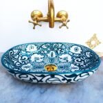 Oval Ceramic Wash Basin-Moroccan Bath Sink-Oval Pottery Basin-Vanity Sink-Hand Painted Basin-Oval Ceramic Tub-Clay Sinks-Bathroom Renovation - Image 10