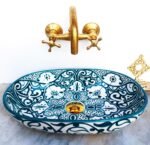 Oval Ceramic Wash Basin-Moroccan Bath Sink-Oval Pottery Basin-Vanity Sink-Hand Painted Basin-Oval Ceramic Tub-Clay Sinks-Bathroom Renovation - Image 3