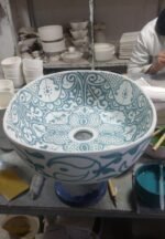 Oval Ceramic Wash Basin-Moroccan Bath Sink-Oval Pottery Basin-Vanity Sink-Hand Painted Basin-Oval Ceramic Tub-Clay Sinks-Bathroom Renovation - Image 9