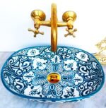 Oval Ceramic Wash Basin-Moroccan Bath Sink-Oval Pottery Basin-Vanity Sink-Hand Painted Basin-Oval Ceramic Tub-Clay Sinks-Bathroom Renovation - Image 2