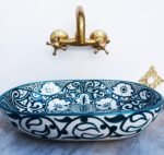 Oval Ceramic Wash Basin-Moroccan Bath Sink-Oval Pottery Basin-Vanity Sink-Hand Painted Basin-Oval Ceramic Tub-Clay Sinks-Bathroom Renovation - Image 4