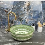 Serene Verde Custom Made Green Ceramic Bathroom Basin - Ceramic Bathroom Vanity Centerpiece for Eco-Friendly Decor - Vessel Sink - Image 3