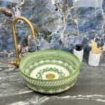 Serene Verde Custom Made Green Ceramic Bathroom Basin - Ceramic Bathroom Vanity Centerpiece for Eco-Friendly Decor - Vessel Sink